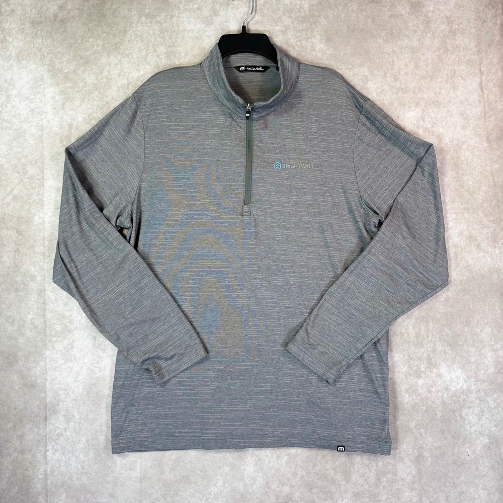 TravisMathew Quarter Zip Pullover Men XL Grey Heathered Stretch Golf Performance